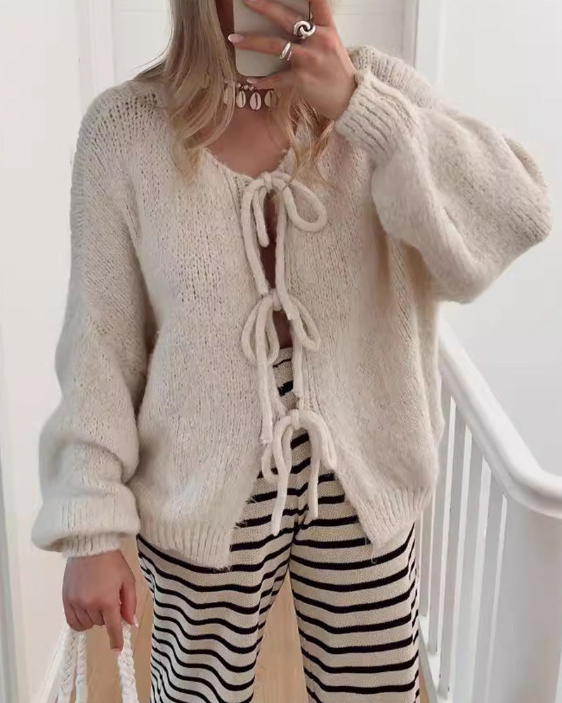 Strickjacke Damen Lazy Chic Schnüren