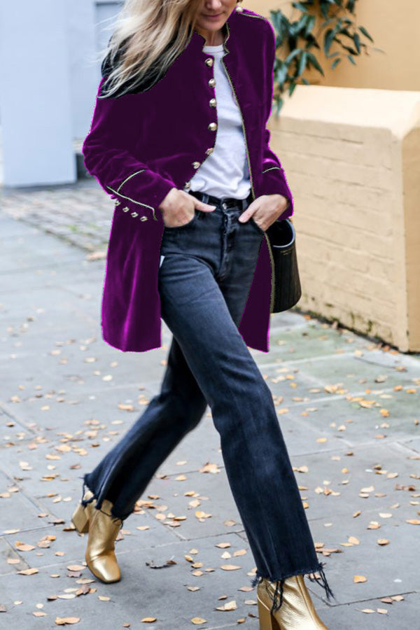 Stilvolle Damenjacke Samt Patchwork Modern - IdealeKleiden