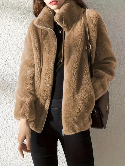 Modischer Damen Mantel Kunstfell Mantel