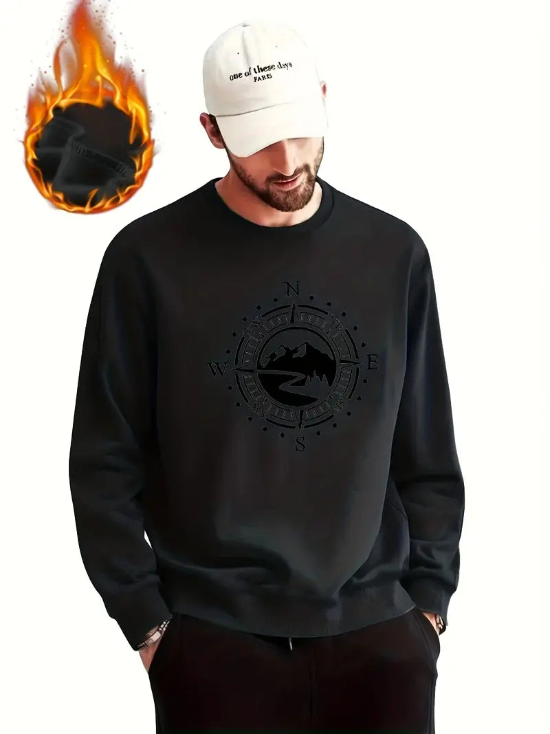 Herren Pullover Kompass Muster Trendy