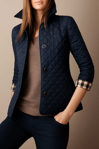 Frauen Steppjacke Modern Umschlagkragen