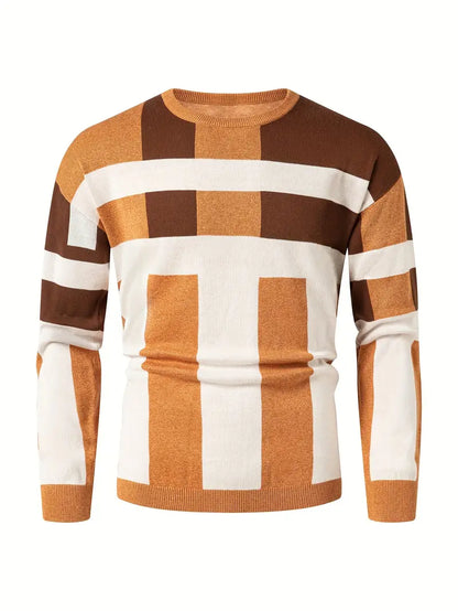 Farbblock Pullover Rundhals Modern Style
