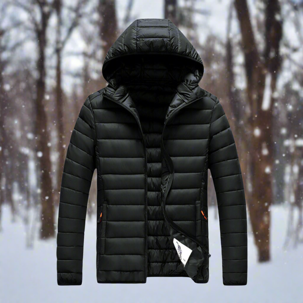Daunenjacke Leicht Warm Steppdesign Abnehmbare Kapuze
