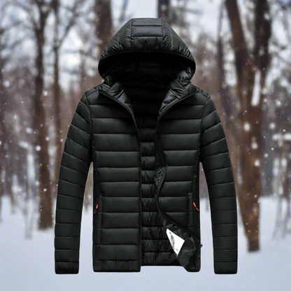 Daunenjacke Leicht Warm Steppdesign Abnehmbare Kapuze