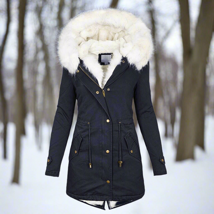 Frauen Parka Jacke Faux Fur Gefüttert Kapuzenjacke