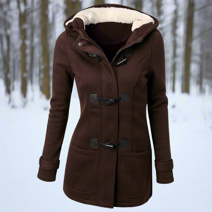 Warme Woll-Dufflecoat Kapuze Fleece Gefüttert