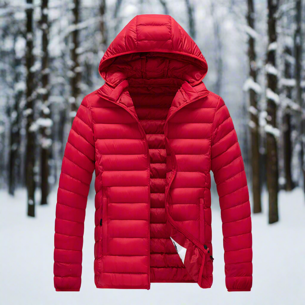 Daunenjacke Leicht Warm Steppdesign Abnehmbare Kapuze