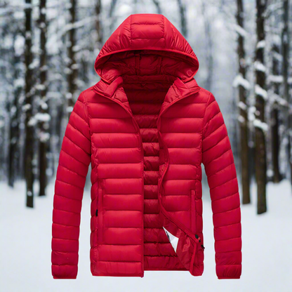Daunenjacke Leicht Warm Steppdesign Abnehmbare Kapuze
