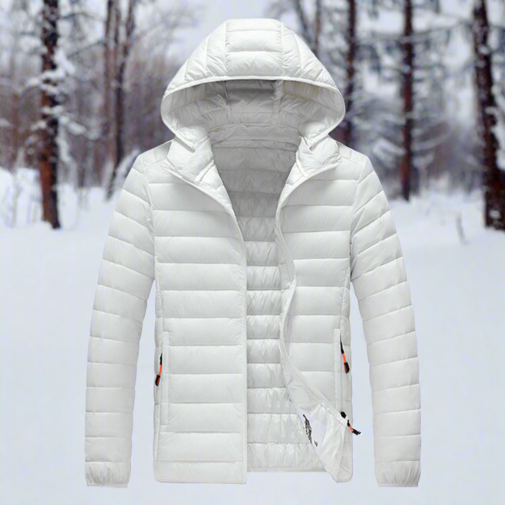 Daunenjacke Leicht Warm Steppdesign Abnehmbare Kapuze