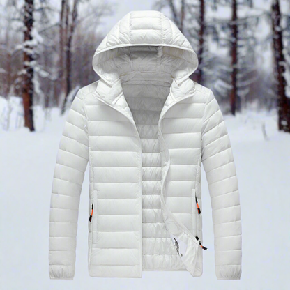 Daunenjacke Leicht Warm Steppdesign Abnehmbare Kapuze