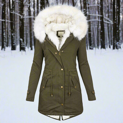 Frauen Parka Jacke Faux Fur Gefüttert Kapuzenjacke