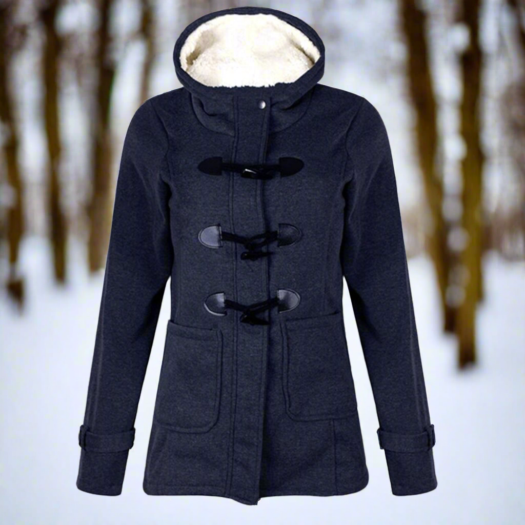 Warme Woll-Dufflecoat Kapuze Fleece Gefüttert