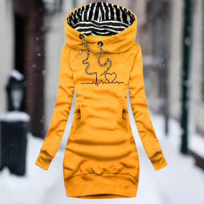 Kleid Sweatshirt Langarm Kapuze Bequem