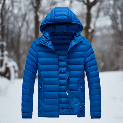 Daunenjacke Leicht Warm Steppdesign Abnehmbare Kapuze