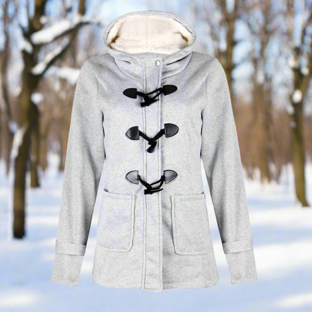 Warme Woll-Dufflecoat Kapuze Fleece Gefüttert