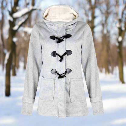 Warme Woll-Dufflecoat Kapuze Fleece Gefüttert