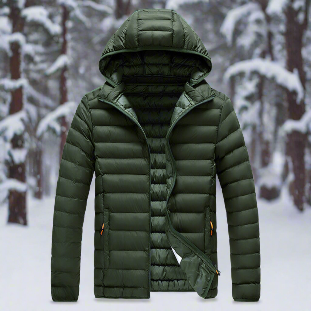 Daunenjacke Leicht Warm Steppdesign Abnehmbare Kapuze