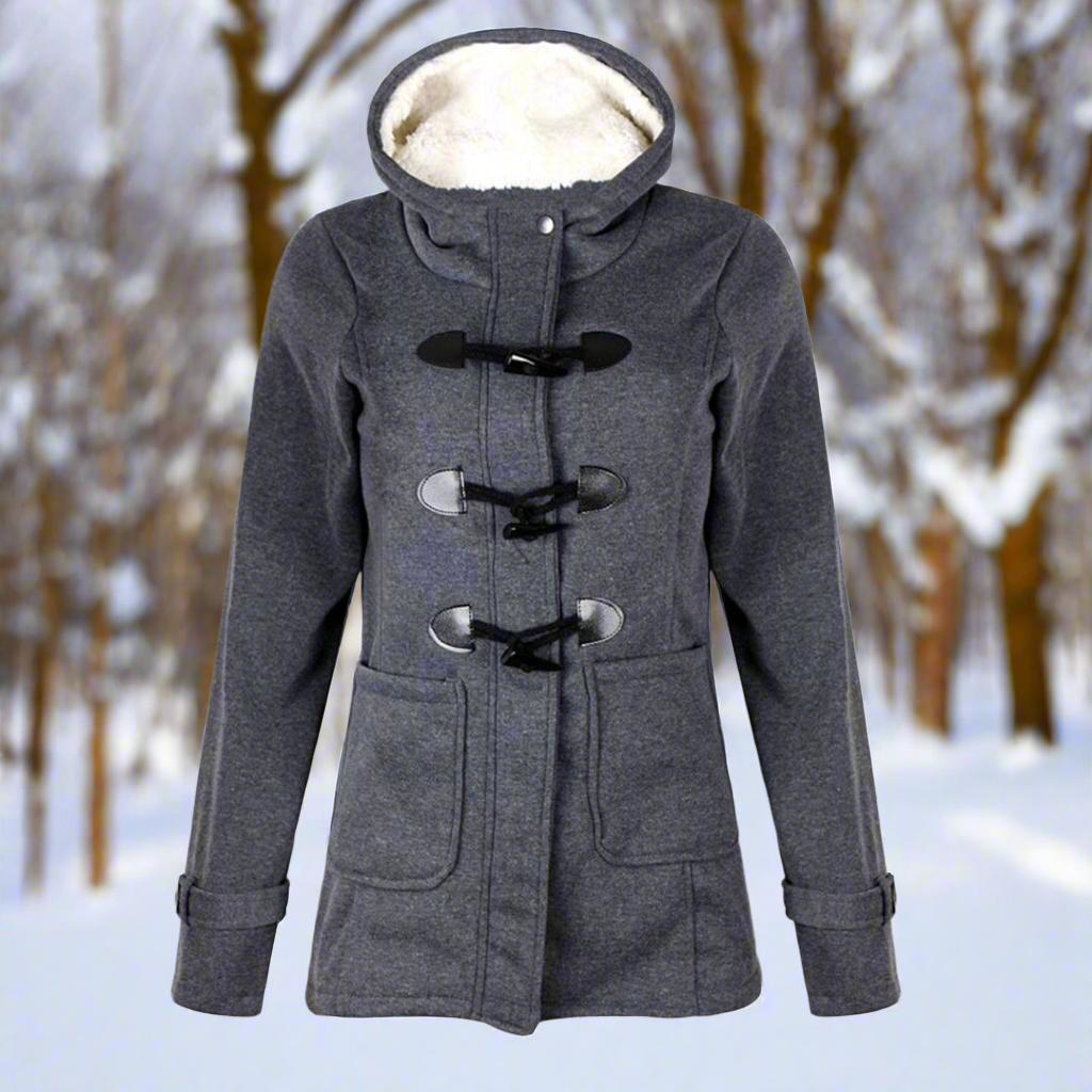 Warme Wollmantel Kapuze Fleece Gefüttert