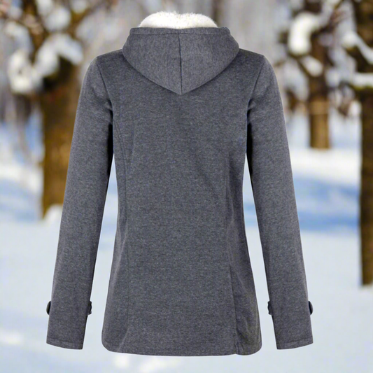 Warme Woll-Dufflecoat Kapuze Fleece Gefüttert - IdealeKleiden