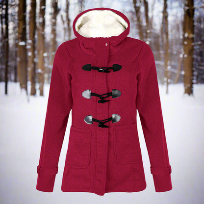 Warme Woll-Dufflecoat Kapuze Fleece Gefüttert