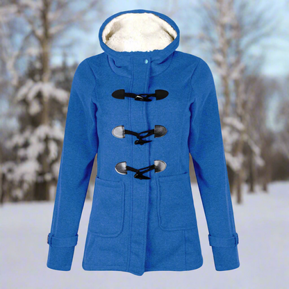Warme Woll-Dufflecoat Kapuze Fleece Gefüttert