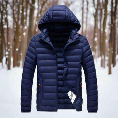 Daunenjacke Leicht Warm Steppdesign Abnehmbare Kapuze