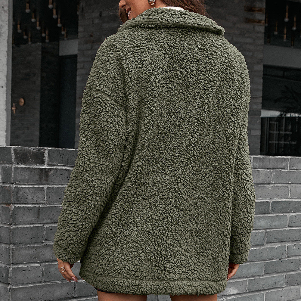 Warme Sherpa-Jacke Damen Reverskragen - IdealeKleiden