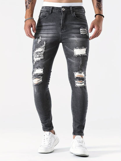 Slim Fit Jeans Risse Trendy Mode