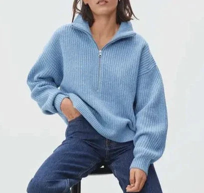 Herbstlich Warme Strickjacke mit Reißverschluss