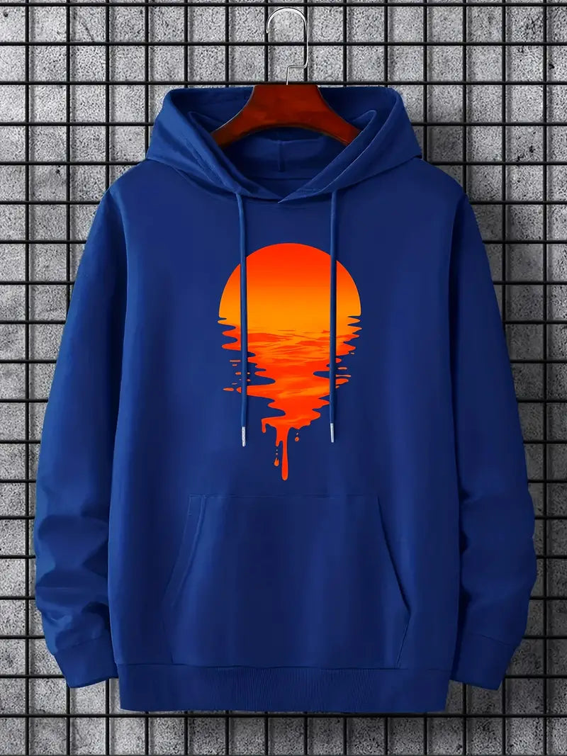 Herren Pullover Kapuze Sonnenuntergang Motiv