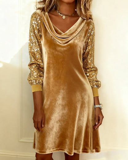 Luxus Kleid Samt Pailletten Abendkleid