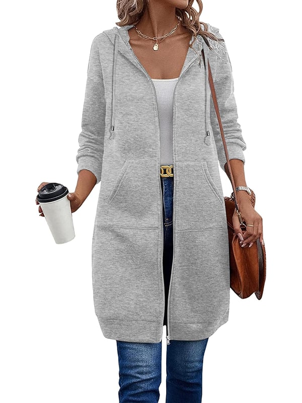 Langarm Kapuzenjacke Damen Reißverschluss