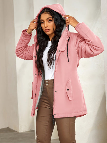 Winterkleid Damen Fleece Kapuze Warm