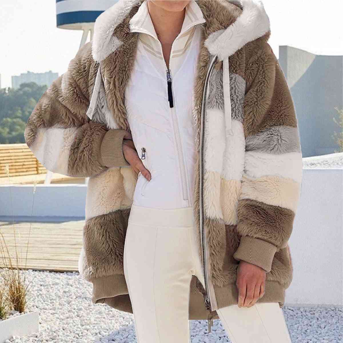Modische Kapuzenjacke Color Block Design