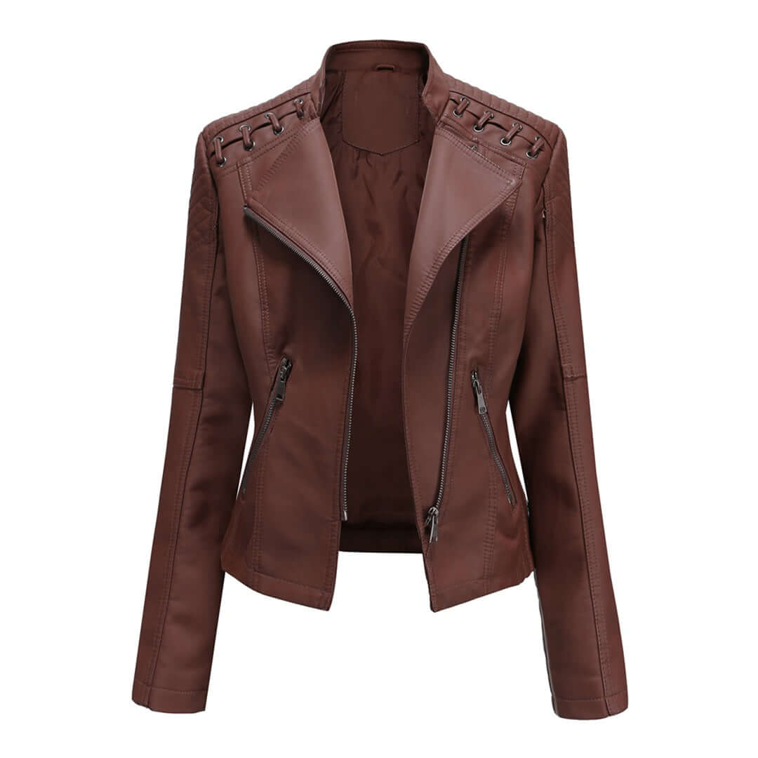 Modische Lederjacke Damen Biker Style