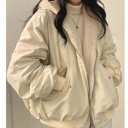 Modische Oversize-Winterjacke Wendbar