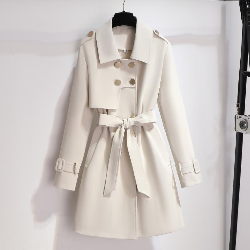 Damen Gürtel Doppelreiher Elegant Mantel