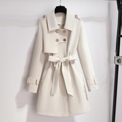 Damen Gürtel Doppelreiher Elegant Mantel