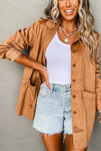Stylische Lederjacke Freizeit Modell mit Taschen - IdealeKleiden
