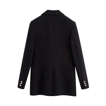 Stilvoller Damen Blazer Schwarz Elegantes Design - IdealeKleiden