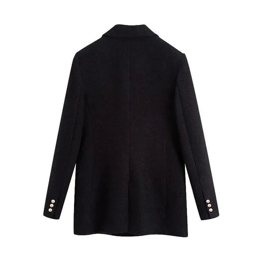 Stilvoller Damen Blazer Schwarz Elegantes Design - IdealeKleiden