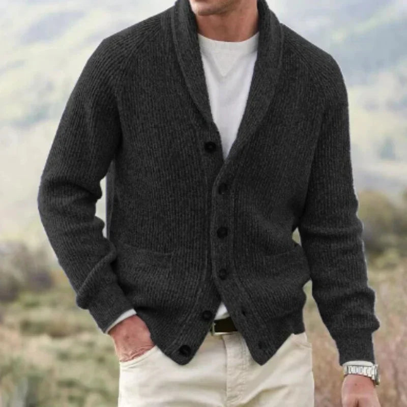 Herren Cardigan Strick Modern Schalkragen