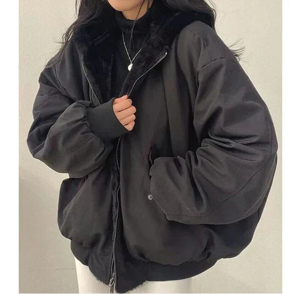 Modische Oversize-Winterjacke Wendbar
