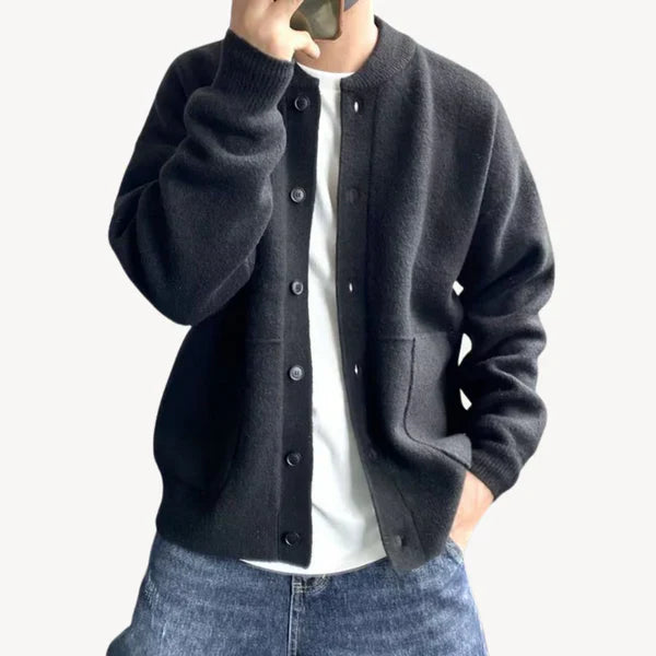 Herren Cardigan Klassisch Wollig Knopfverschluss - IdealeKleiden