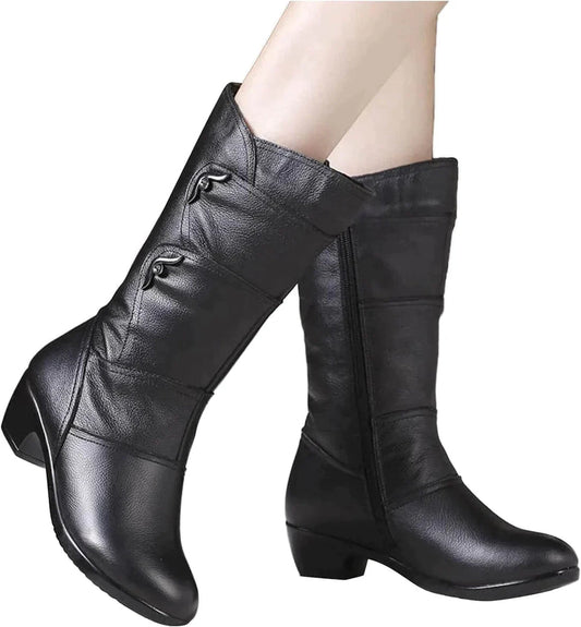 Elegante Stiefel Lederoptik Knöchellang - IdealeKleiden