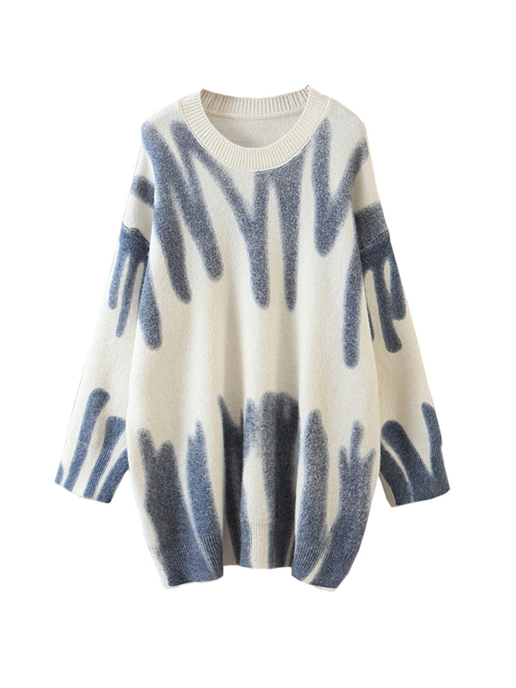 Damen Strickpullover Streifen Design
