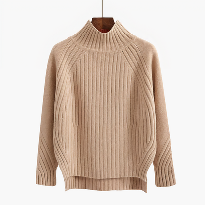 Stylischer Rippstrick Pullover Hochgeschlossen