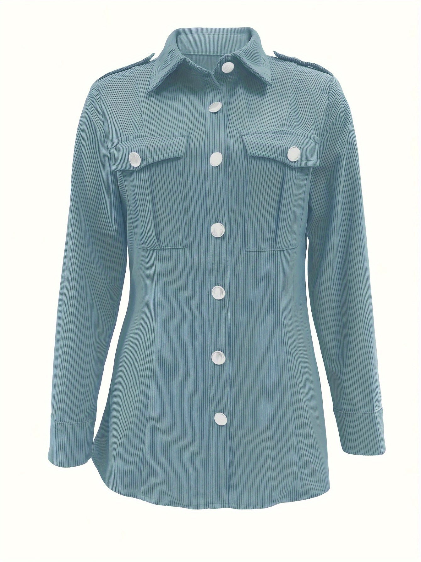 Stilvolle Frauenjacke Cord mit Druckknöpfen Lässig Chic - IdealeKleiden