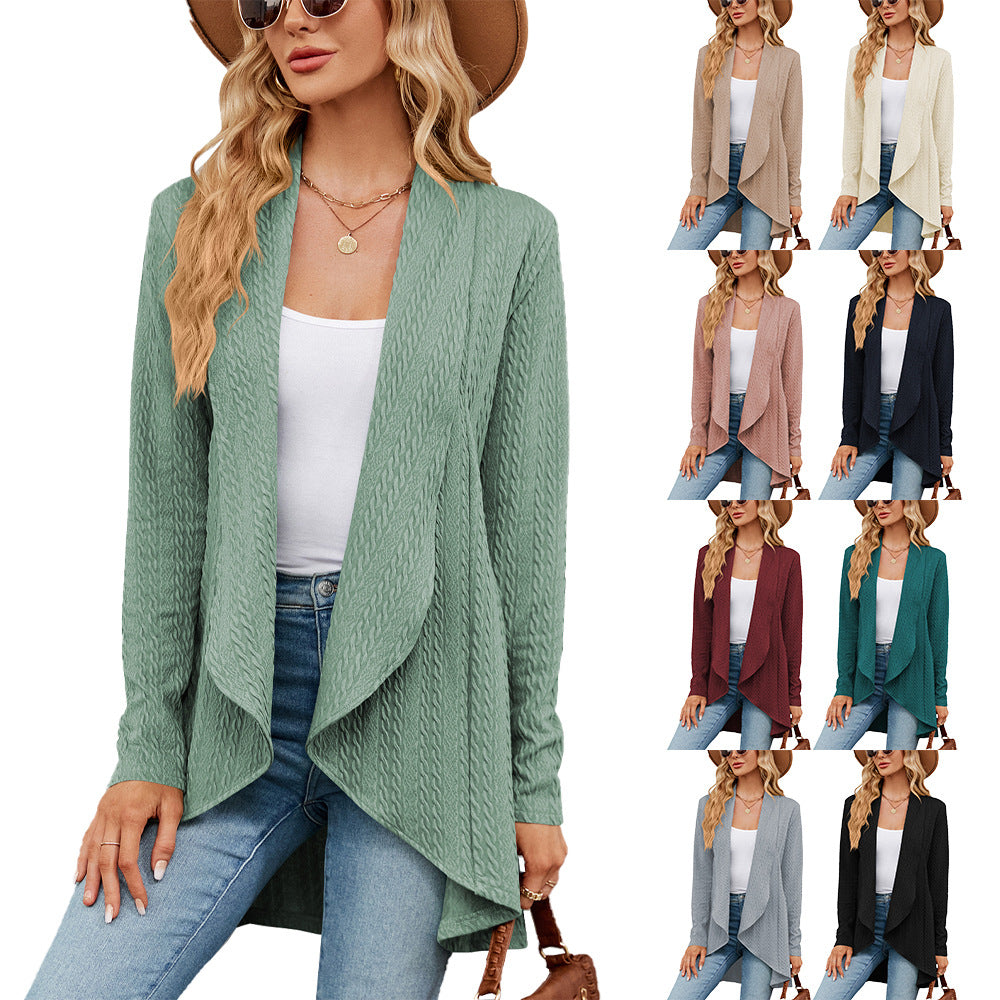 Elegante Damenjacke Langarm Uni Farbe - IdealeKleiden
