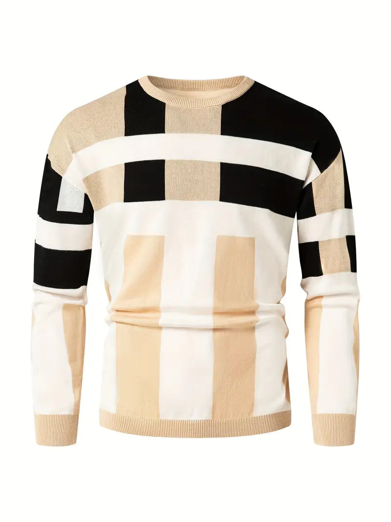 Farbblock Pullover Rundhals Modern Style